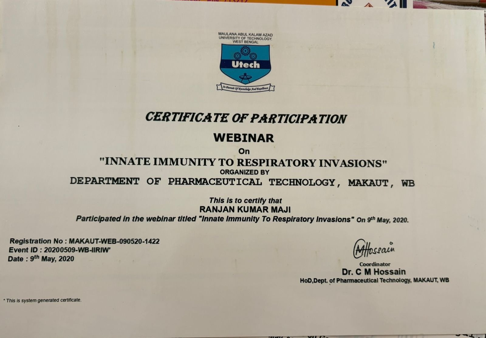 Innate Immunity To Respiratory Invasions